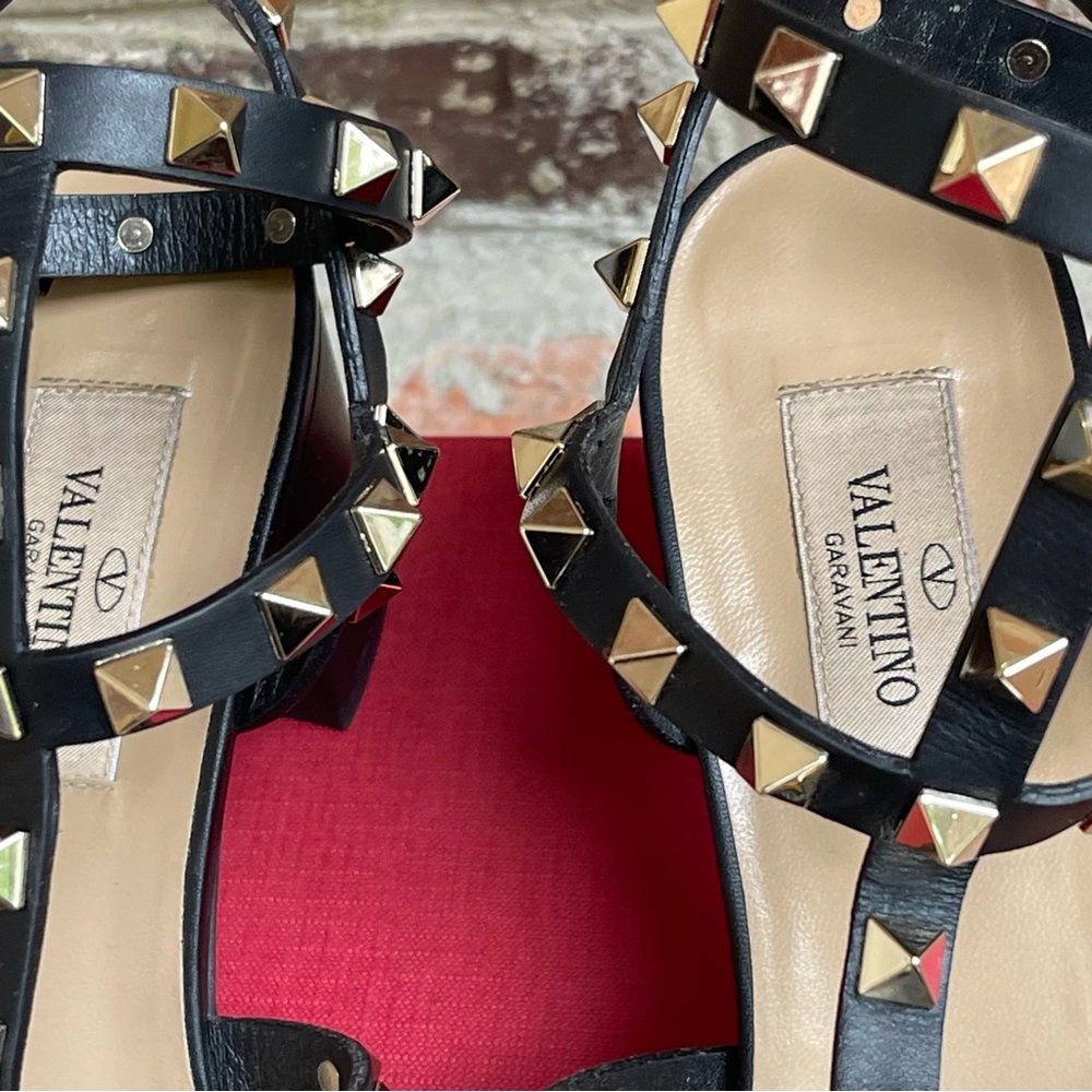 Valentino Garavani Black Rockstud Calfskin Ankle Strap Sandal 60 Mm 38 - Picture 10 of 12